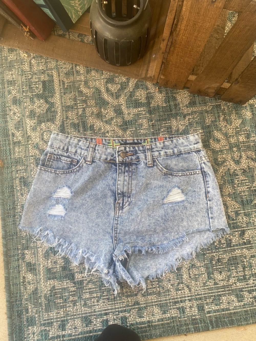 Forever 21 Light Blue Distressed Denim Shorts